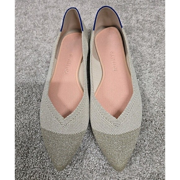 Rothys The Point Diamond Mettalic Flats Pointy Shoes Colorblock Women’s Size 8.5 - Picture 1 of 9